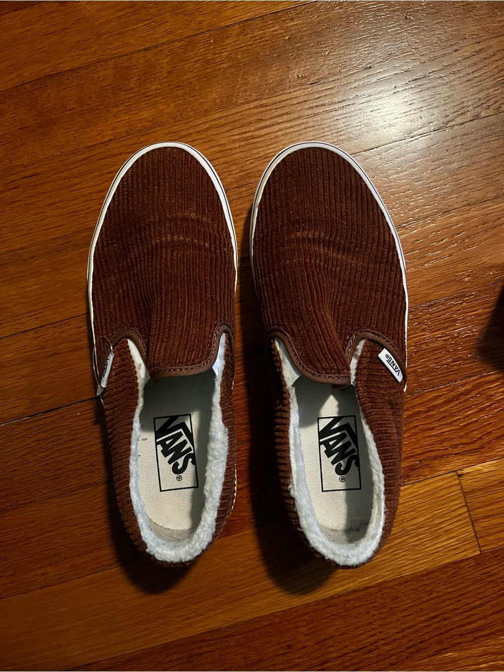 Vans Brown Corduroy Sherpa Lined Slip-On Shoes